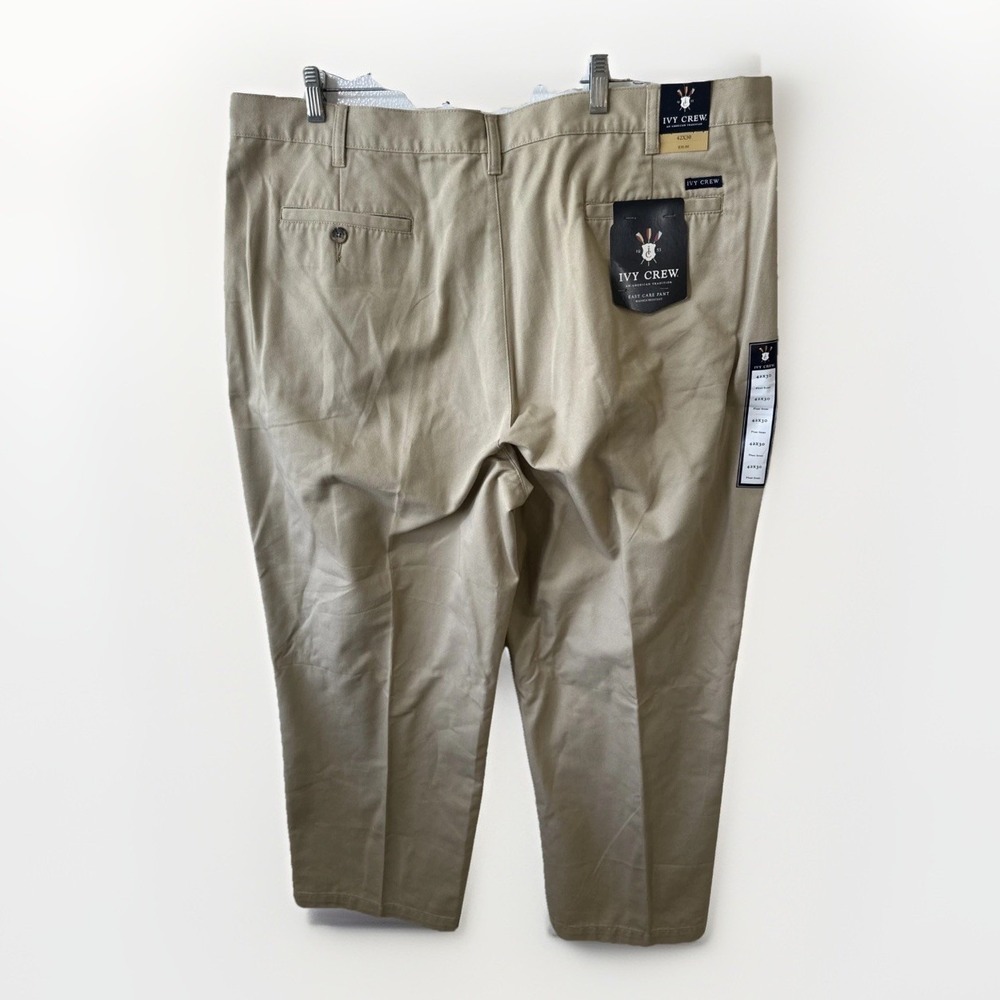 NWT Ivy Crew Pants Men's 42x30 TAN EASY CARE PANT Pleated Front Comfort Waist - Picture 2 of 7